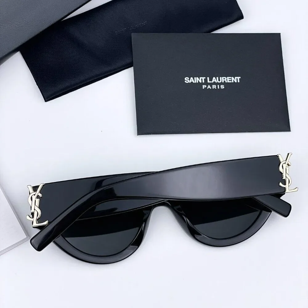 NEW Saint Laurent SLM94 001 Black Grey Cat Eye Women Sunglasses - Picture 15 of 17
